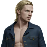 blonde boy in denim jacket sticker