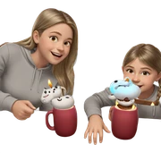 smiling girls at candlelit table sticker