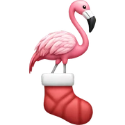 Flamingo holding Christmas stocking sticker