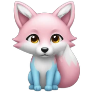 half light blue half pink fox sticker