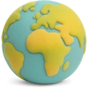 Remove the background, keep the globe with cartoonish exaggerated continents in flocked toys style with no background. sticker