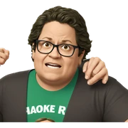 boy in green shirt indoors sticker