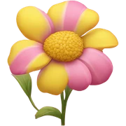 Pink and yellow flower sticker