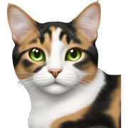 Realistic cat calico with green eyes sleeping sticker