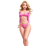 smiling girl in pink outfit sticker