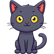 skinny black cat with yellow eyes sticker