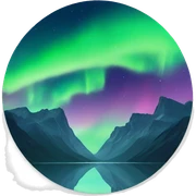 aurora over mountain reflection sticker