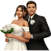 smiling couple in formal attire sticker