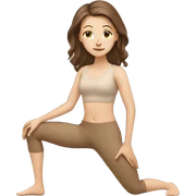 White Girl brown hair doing yoga in beige tones  sticker