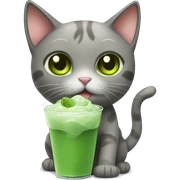 Cute cat holding iced matcha  sticker