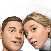 portrait of a boy and girl sticker