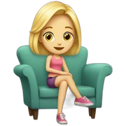 Blonde girl sitting on a trendy sofa sticker