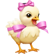 Baby chicken with pink bow sticker