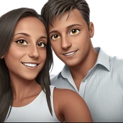 smiling couple with stylish attire sticker