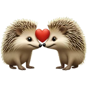 2 hedgehog emojis touching noses with a heart between them sticker