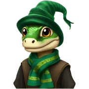 Snake wearing slytherin scarf and hat Hogwarts sticker