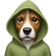 Dog wearing a hoodie sticker