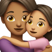 brunette girl hugs brunette mom sticker