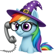 Rainbow pony witch glases and telephone sticker