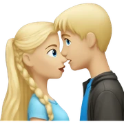 Blonde girl kiss blonde boy, all have blue eyes  sticker