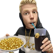 blonde boy with jewelry drink sticker