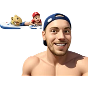 smiling boy with baseball cap sticker