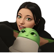 smiling girl with green skin sticker