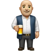 Big bald man standing with beer on  sticker