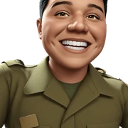 military boy with a smile sticker