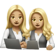 Two blonde girls working sticker