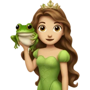 Brown haired princess kissing a frog in the mouth sticker
