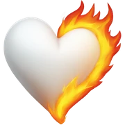 White heart on fire sticker
