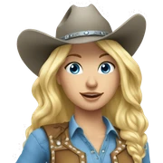 Blue-eyed blonde Cowgirl With grey horse sticker