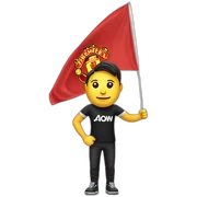Manchester United Supporter Holding a Flag sticker