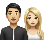 Asian Man black hair and blonde girl sticker