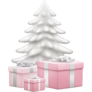 Light pink Christmas gifts under a white Christmas tree  sticker