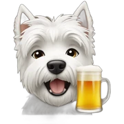 Westie drinking a beer sticker