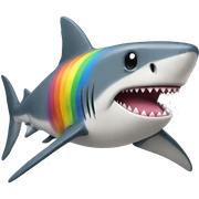 Shark with rainbow pullover sticker