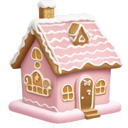 light pink and gold and white gingerbread house sticker