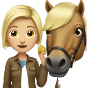 Dirty blonde girl with a seal bay horse  sticker