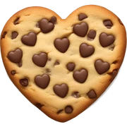 Realistic heart shaped chocolate chip cookie isolated.  sticker