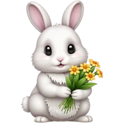 Bunny holding flowers sticker