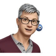 grey-haired boy in collared shirt sticker