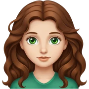 Girl with long wavy brown hair and green eyes sticker
