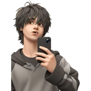 moody boy with cellphone sticker