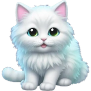Pale holographic fluffy kitten sticker