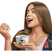 girl with jewelry and cup sticker