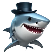 Shark with a top hat sticker