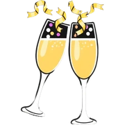 champagne toast celebration with confetti and streamers sticker