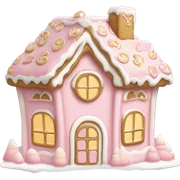 light pink and gold and white gingerbread house sticker
